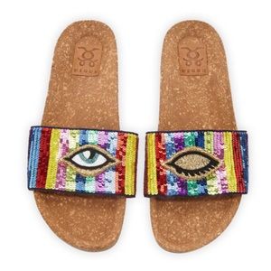 Noona Sequined Cork Slide Sandals